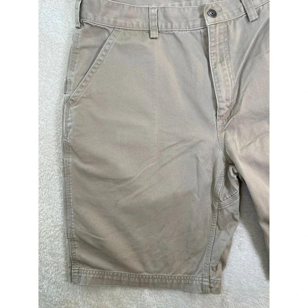 Duluth Trading Co Mens 40 Khaki Tan Cotton Canvas Carpenter Utility Work Shorts